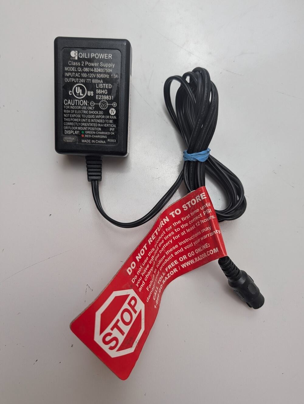 QILI POWER QL-08014-B2400750H Razor Power Supply AC Adapter CLASS 2 Charger